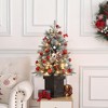 3FT Pre-Lit Artificial Christmas Tree Tabletop with 78 Warm White Lights, Flocked Potted Christmas Tree, Battery Operated, for Front Door, Porch - 2 of 4