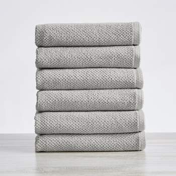 Calvin Klein Melange Solid Set of 6 Terry Towels - 2 Bath 2 Hand & 2 Wash, 100% Cotton 500 GSM (Dark Grey)