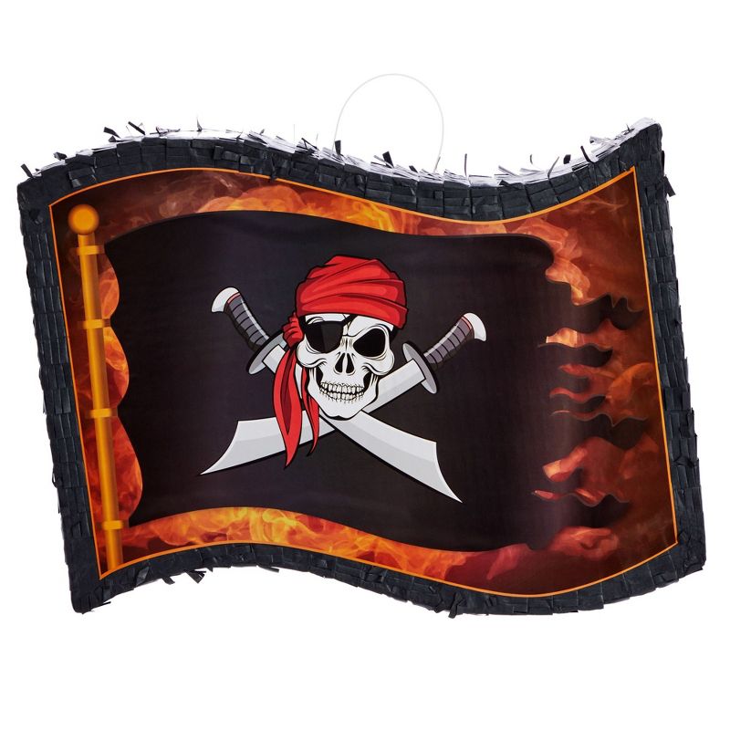 Blue Panda Pirate Pinata Flag for Kids Birthday Party Decorations, Halloween, Skull and Crossbones Design (Small, 12x15.7x3 in), 5 of 9
