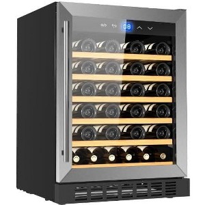 46-Bottle Built-In/Freestanding Wine Cooler – Single Zone Wide Temp Range (41–64°F), Touch Control & Metal Design | Perfect for Home - 1 of 4
