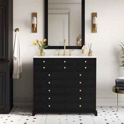 NicBex 36" Bathroom Vanity with Sink, Bathroom Storage Cabinet, 2 Drawers and 2 Spacious Cabinets with Shelf for Bathroom, Black