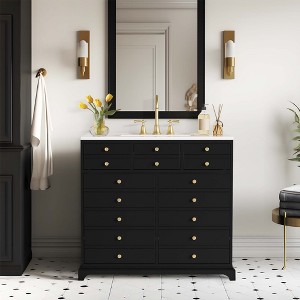 NicBex 36" Bathroom Vanity with Sink, Bathroom Storage Cabinet, 2 Drawers and 2 Spacious Cabinets with Shelf for Bathroom, Black - 1 of 4