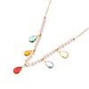 Anna-Kaci Pearl Beaded Necklace with Colorful Teardrop Crystal Charms - Gold - 2 of 4