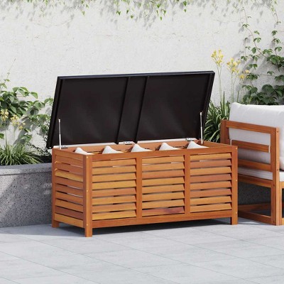 Storage Box Natural wood, Black  vidaXL