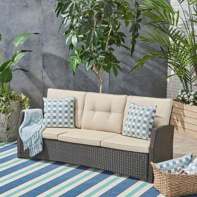 Mid-Century Modern Upholstered ST Marta 3 Seater Sofa for outside-Christopher Knight Home
