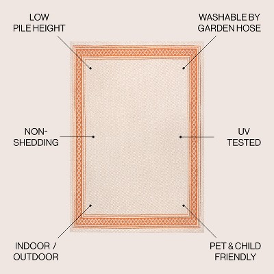 Reversible Cream/Orange Diamond Indoor/Outdoor Synthetic Rug