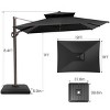 Crestlive Products 12FT Double Top Cantilever Umbrella Outdoor all Degree Rotation 6 Heights Adjustable Cantilever Patio Umbrella with Base - 3 of 4