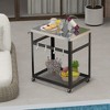 Tangkula 2-tier Stainless Steel Grill Cart w/ Wheels & Handle 4 Hooks Food Prepare Table - 3 of 4