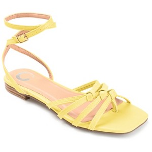 Journee Collection Womens Indee Ankle Wrap Low Block Heel Sandals Yellow 6.5 - 1 of 4