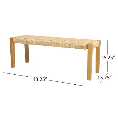 Angie 43" Teak and Brown Acacia Wood Outdoor Bench