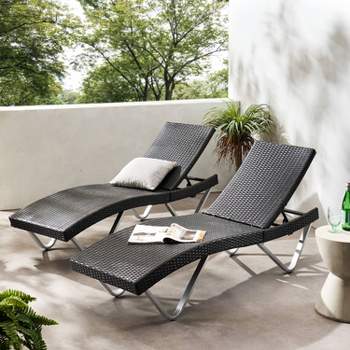 San Marco Set of 2 Wicker Patio Chaise Lounge - Brown - Christopher Knight Home