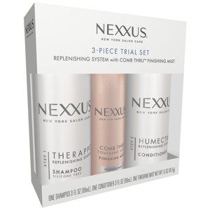 Nexxus Replenishing System With Comb Thru Finishing Mist Hair Care 3pc Trial Set