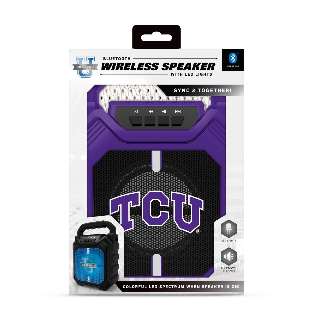 SOAR Collegiate LED ShockBox Wireless Bluetooth Speaker with FM radio- Tcu Horned Frogs - thumbnail 2