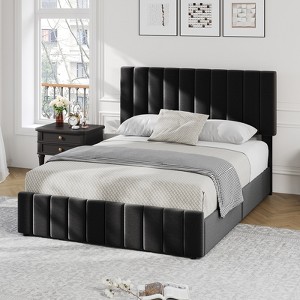 Bed Frame with 4 Storage Drawers, Adjustable Height Headboard, No Box Spring Needed - 1 of 4