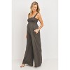 Hello Miz Women's Sleeveless Smocked Neck Maternity Jumpsuit Romper - 2 of 4
