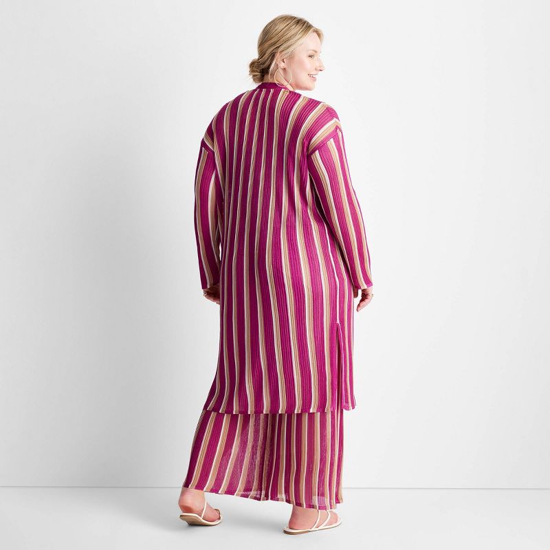 Women's Striped Open-Front Duster Cardigan - Future Collective™ with Jenny K. Lopez Pink, 2 of 8