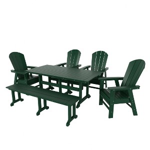 WestinTrends 6 Piece Outdoor Patio Dining Table and Armchair Dining Bench Set - 1 of 3