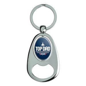 Top Gun Dad Father's Day Keychain Chrome Metal Spinning Oval