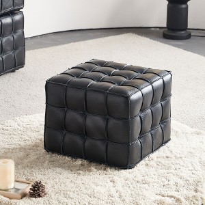 NicBex Modern 17.3" Square Ottoman Leather Small Footstools with Tufted for Bedroom and Living Room - 1 of 4