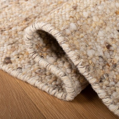 Coastal Charm Hand-Woven Beige Wool Rectangular Rug