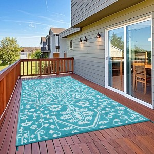 Outdoor Rug Waterproof Reversible Plastic Straw Patio Rug - 1 of 4
