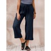 ECUPPER Womens Linen Cropped Pants Loose Casual Capri Cotton Wide Leg Plus Size Elastic Waist with Drawstring Trouses - 2 of 4