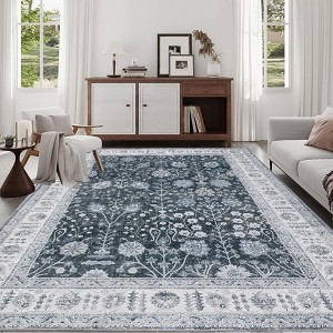 COZONY Vintage Floral Medallion Area Rug, Machine Washable Low Pile Carpet with Non-Slip Backing for Living Room Bedroom - 1 of 4