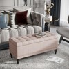 Storage Ottoman, Linen Fabric Button Tufted Storage Bench with Soft Close Lid for Living Room, Entryway or Bedroom - 4 of 4