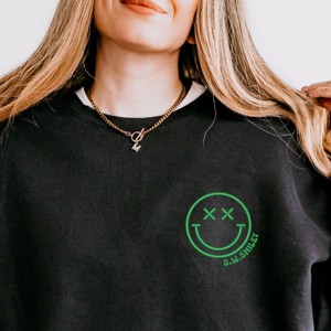 Simply Sage Market S.W.Smiley Embroidered Simple Wink Bold Lightweight Garment Dyed Sweatshirt - 1 of 4
