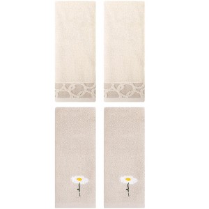 REGALWOVEN 4 Pcs Bathroom Soft Cotton Absorbent Hands Towels - 1 of 4