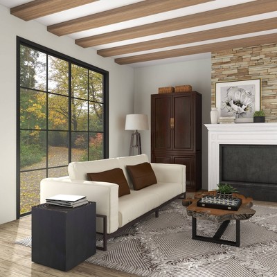 Carved Spiral Black Wood Rustic Accent Table 17"x19"