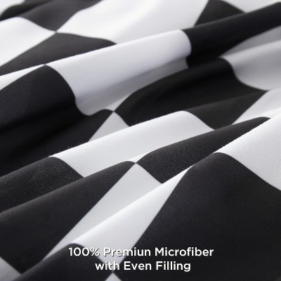 Der Rose BALHAM TRADE-3 Piece Checkered Comforter Queen Black White Plaid Gingham Bed Set Bedding Checkered - Black White-Quee 90"x90" — фото 3