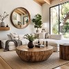 LuxenHome Natural Rubberwood Frame Round Wall Mirror Brown - 4 of 4