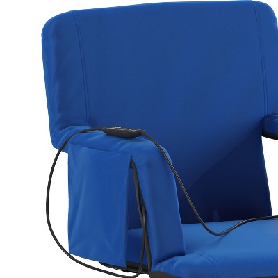 Blue Heated Portable Reclining Stadium Chair with Armrests