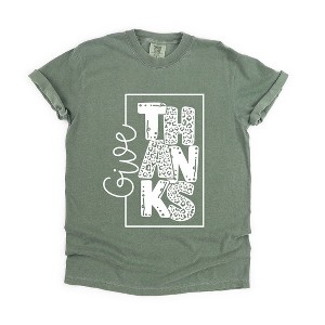 Simply Sage Market Women's Give Thanks Square Short Sleeve Garment Dyed Tee - 1 of 4