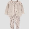 Carter's Just One You® Baby Girls' 3pc Thermal Cheetah Printed Jacket & Pants Set - Tan - 2 of 4