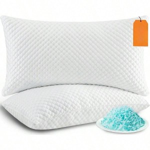 Queen Size Cooling Pillows, 2 Pack, Foam with Zipper, Firm Adjustable for Hot Side Sleepers - 1 of 4