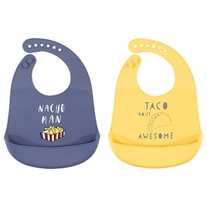 Hudson Baby Infant Boy Silicone Bibs 2pk, Nacho Man, One Size - 1 of 3