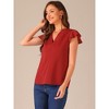 Allegra K Women's Pleated V Neck Flutter Sleeve Summer Casual Shirt - 3 of 4