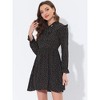 Allegra K Women's Floral Print Tie Neck High Waist Long Sleeve Ruffle Cuff Mini Dress - 3 of 4
