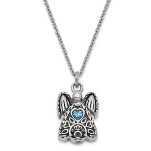 Black Bow Jewelry Antiqued Stainless Steel CZ Birthstone Angel Ash Holder Necklace 18 In - 1 of 4