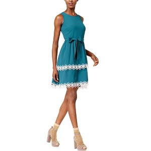 maison Jules Womens Tiered Fit & Flare Dress, Green, X-Small - 1 of 1