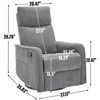 Okak Fabric Accent Manual Recliner Chair with Heat Massage Function Modern Recliner with Rocker and Swivel for Living Room Bedroom Guest Room, Brown - 4 of 4