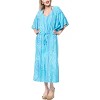 LA LEELA Women's House Daily Routine Evening Wear Vacation Holiday Casual Loungewear Oversize Caftan Maxi Boho Nightwear 2X-3X Blue, Tie Dye Design - 4 of 4