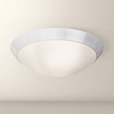 Modern Frosted Glass 13" White Flush Mount Ceiling Bowl