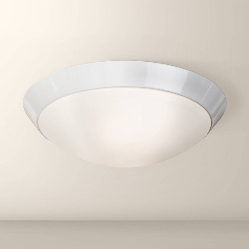 360 Lighting Davis Modern Ceiling Light Flush Mount Fixture 11" Wide White Ring Frosted Glass Dome Shade for Bedroom Kitchen Living Room Hallway House, 2 of 6