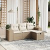 vidaXL Patio Sofa Set with Cushions Outdoor Furniture 4 Piece Poly Rattan - Beige and Cream Without Storage - 2 of 4