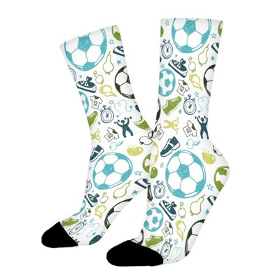 Football Women Printed Crew Socks Funny Funky Socks Soft Polyester Novelty Gifts for Artists Men