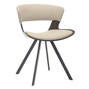 LeisureMod Upholstered Dining Chair in Leather/Velvet Poplar Wood Frame Nymia Series - 1 of 4