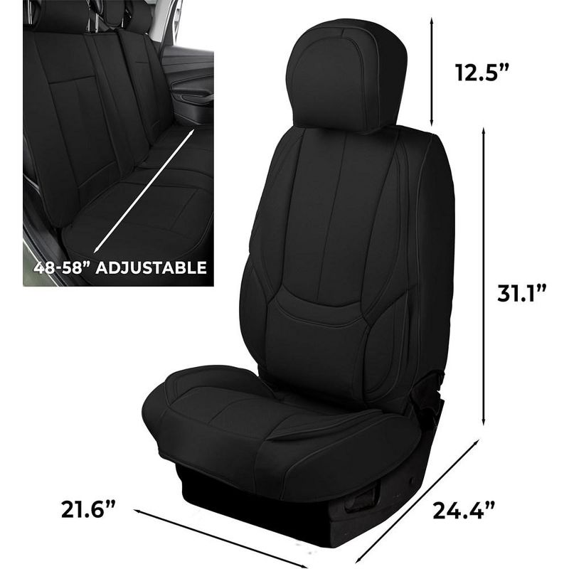 Zone Tech Car Leather Seat Covers for Front and Rear Seats Fully Covered Set of 5 Universal Fit Waterproof Fine Seat Protectors, 4 of 10